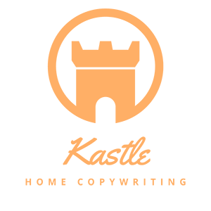 Kastle Home Copywriting Logo in orange without a background behind it.